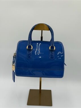 Furla Candy Blue Jelly Boston Satchel Bag